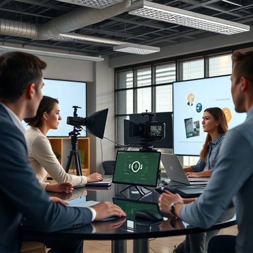 Scena di un video aziendale con un team collaborativo