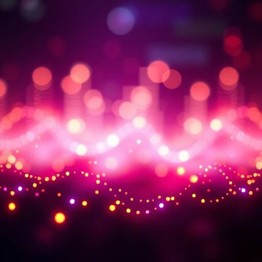 Sfondo astratto di luci e onde sonore stilizzate